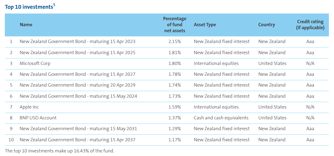 AMP Balanced Top 10 Investments