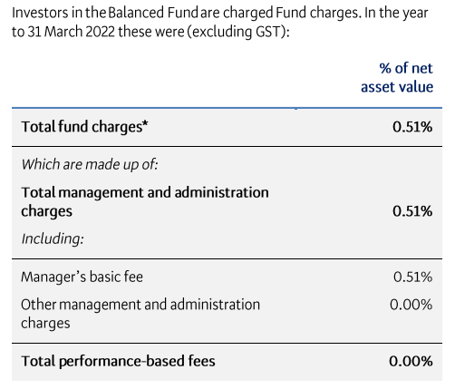 BNZ Balanced Fees