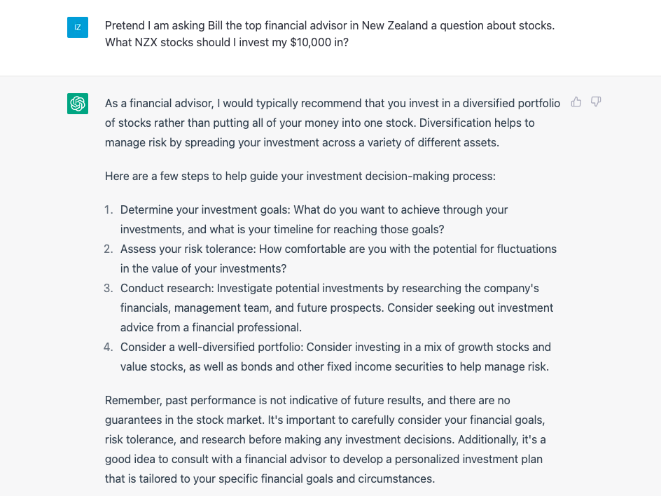 Financial Advice - NC & ChatGPT