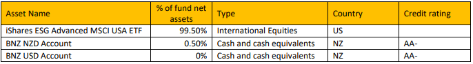 Koura KiwiSaver US Equity Fund Top Ten Investments